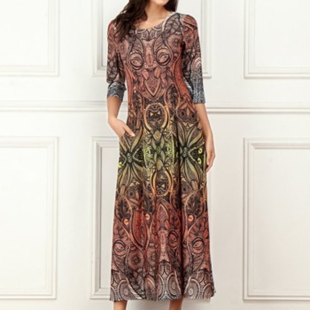 R&B Sunset Floral Side-Pocket Maxi Dress
